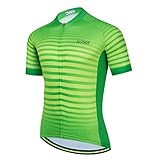 XUNQI Herren-Fahrradtrikot, reflektierend, kurzärmelig, mit Reißverschlusstasche hinten