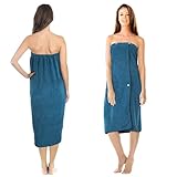 Jokisa Saunakilt Damen, Saunahandtuch mit Knöpfen–Saunatuch Damen aus 400 g/m² Mikrofaser, mit Taschen und Gummiband, Handtuchkleid Geeignet für Sauna, Badezimmer, Schwimmbad (Blue)