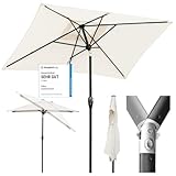 Sekey Aluminum Sonnenschirm 210 × 140 cm Sonnenschirm Balkon Sonnenschirm Rechteckig für Balkon Garten & Terrasse Sonnenschutz UV 50+