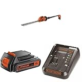 Bundle of Black+Decker Akku-Stabheckenschere (18V 3,5 m Reichweite um 180° in 5-Positionen verstellbarer Kopf) GTC1843L20 + Black+Decker Li-Ion Slidepack Akku + Black+Decker Multivolt-Schnellladegerät