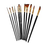 PRETYZOOM 12 Stück Teiliges Künstlerpinsel Set mit Schwarzen Nylonborsten und Birkenholzgriff Vielseitig Einsetzbar für Öl Aquarell Acrylmalerei Komfortabel und Präzise für Porträts