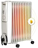 BROLLUX Ölheizung elektrisch 2500W H13 Ölradiator Elektroheizung 13 Lamellen mobiler Elektroheizkörper Heizgerät mit Thermostat