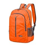 HJUGHPN Picknick-Rucksack, Outdoor, lässiger Sportrucksack, leicht, große Kapazität, faltbare Tasche für Camping, Reisen, Wandern, Herren, Damen, wasserdichter Rucksack (orange)