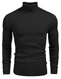 COOFANDY Herren Rollragen Pullover Langarmshirt Feinstrick Sweater Freizeit Slim fit Basic Männer Pullover Schwarz M