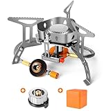 Odoland Campingkocher 3500W Gaskocher mit Piezozündung, Winddicht Gas Campingkocher für alle Schraubkartusche Gasbrenner, mit Adapter Faltbar Camping Kocher Rot