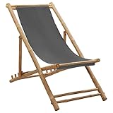 Xichuzi Liegestuhl, Gartenliege, Sonnenliege, Relaxliege, Deckchair, Terrassenstühle, Beach Chair, Saunaliege, Bambus und Segeltuch Dunkelgrau