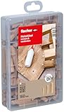 fischer easyDIY Box Holzdübel, leimen und verbinden, 160-teiliges Dübelset, 6-10 mm Durchmesser, 30-50 mm Länge, für Heimwerker, perfekt für Schubladen, Schränke und Möbelbau