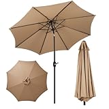 NEWBULIG 2er-Set 9FT Outdoor-Sonnenschirm, UPF 50+ Sonnenschirm für Garten, Terrasse, Hinterhof und Pool, Wasserdichter Sonnenschirm, Winkelverstellbarer Schirm, Khaki