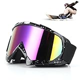 Hisdricus - Skibrille Damen - Skibrille Herren - Motocross Brille, TPU-Material, Farbiges Spiegelglas, Komfortable Schaumstoffpolsterung, Ideal für Ski, Snowboard und Motorradsport (Schwarz-Weiß)