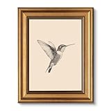 ARPEOTCY Vintage Goldener Rahmen Wandbilder Wohnzimmer, Wanddeko mit Tiermotiven, Leinwand Bilder Wandbilder für Wohnzimmer & Schlafzimmer, Kolibri 25L x 20W cm