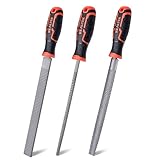 REALTEK Holzraspel Set 3tlg. inkl. Flachfeile Halbrundfeile Rundfeile, Klinge 200mm lang, Holzfeilen Feilen Set für Holzbearbeitung, Heimwerken, Handwerk