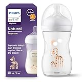 Philips AVENT Babyflasche Natural Response – Babyflasche, 260 ml, BPA-frei, für Babys ab 1 Monat, Giraffenmotiv (Modell SCY903/66)