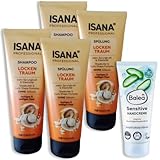 5er Pack: ISANA PROFESSIONAL 2 x Shampoo Locken Traum 250 ml, 2 x Spülung Locken Traum 200 ml, 1 x Handcreme Sensitive, 100 ml für trockene Haut