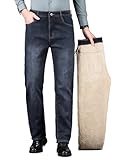 ziilay Verdickte Lammfleece Thermojeans Herren Thermohose Schneehose Teddyfleece gefütterte Winterhose Stretch 8316hSMBL34W32L