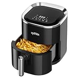 Grafner XL Digitale Heißluftfritteuse, 3,6 Liter, 1200 Watt, LED-Touchscreen, 7 Programme, 360° Gar-System, Timer, Antihaft-Beschichtung, Fritteuse ohne Fett, Airfryer ölfrei Heissluftfritteuse