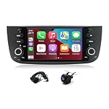 Saitedudu Android 13 Carplay Auto Stereo Radio 9 Zoll GPS Audio Multimedia Empfänger Kompatibel mit FIAT Punto 10-16/Linea 2012-2015 w/Carplay Auto Navigation AHD Kamera