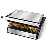Aigostar Hett pro - Kontaktgrill für Sandwiches, Steak und als Panini Grill, Sandwichmaker mit Antihaftbeschichtung, 1500W Panini Grill mit Abnehmbare Ölsammelbox, 180º Öffnung.