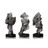 Marimor Statuen deko modern 3 Stück Sammlerstück für Zuhause Heimdekoration Akzentkunst Skulptur und Statue für Büro Wohnzimmer Bücherregal Schreibtisch (Silber)