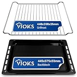 VIOKS Tiefes Backblech Set 445x375x33mm Ersatz für Whirlpool 481010539879 & Grillrost 481245819334 448x338x26mm / Universal Backblech mit Hohem Rand und Ofen Gitterrost für Backofen