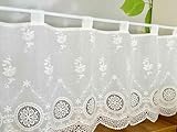 Jeeman Reine Baumwoll Stickerei Kurzgardinen Romantische Lochspitzen Gardinen Halbdurchsichtige Vorhang Landhausstil Scheibengardinen Bistrogardinen Küchengardinen Weiß HxB 30x140cm 1 Stück