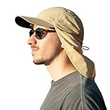 TOP-EX XL/XXL wasserdichte Baseball Cap Herren mit Nackenklappe UV-Schutz Sonnenhüte Damen, Faltbar Sommerhüte Safari Wandern Outdoor-Hut Atmungsaktiv Verstellbar Khaki M/L