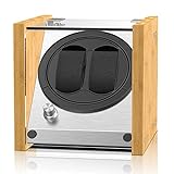 Watch Winder Smith Uhrenbeweger aus Bambusholz und Metall für 2 Uhren, WWS-B1BAM