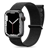 Maledan Nylon Armband Kompatibel mit Apple Watch Armband 44mm 38mm 42mm 40mm 41mm 45mm 49mm, Verstellbare Sport Armband Kompatibel mit iWatch Series 9 8 7 6 5 4 3 2 1 SE, 42mm/44mm/45mm/49mm, Schwarz