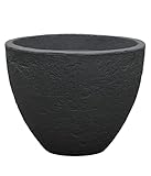 Dehner Pflanztopf Stone, Ø 40 cm, Höhe ca. 31 cm, Kunststoff, anthrazit