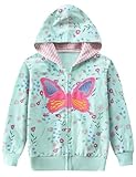 DDSOL Baby-Mädchen-Jacke mit Reißverschluss, Kapuzenpullover, Sweatshirt, leichter Wintermantel, Herbst-Outwear, 2 - 7 Jahre, 8# Schmetterling/Türkis, 2-3 Jahre