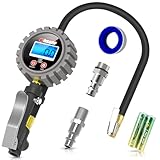 Oasser Professioneller Reifendruckmesser, digitales Manometer, Reifenfüller, 255 PSI, hohe Präzision, mit LED-Licht und LCD-Bildschirm für Auto, SUV, LKW, Motorrad und Fahrräder