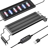 FEDOUR USB Mini Aquarium LED Light, Vollspektrum Aquarium Beleuchtung mit Ausziehbaren Halterungen, verstellbares Aquarium Plants Licht mit Externem Controller, für Süßwassertank