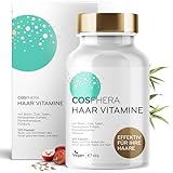 Cosphera Haar-Vitamine - Hochdosiert mit Biotin, Selen und Zink als Beitrag zum Erhalt normaler Haare. Plus Folsäure & Hirse Samen Extrakt (reich an Silizium) - 120 vegane Kapseln im 2 Monatsvorrat.