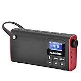 Avantree 3 in 1 Portable Tragbares FM Radio, Klein Mini Radio mit Bluetooth Lautsprecher, SD Card MP3 Player mit Akku, Auto Scan Save, LED Display, Batteriebetrieben - SP850