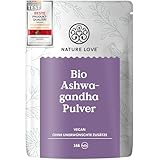 NATURE LOVE® Bio Ashwagandha Pulver - 500 g - Withania Somnifera - zur Zugabe in Smoothies, Säfte, Goldene Milch oder Moon Milk - Bio zertifiziert, vegan, ohne unerwünschte Zusätze