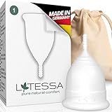 LATESSA® Menstruationstasse, Test sehr gut, Made in Germany, BPA-frei, Mestruationscup, period menstrual cup, Periodentasse, Geschenk Frau, Alternative ob Softtampons oder Binden, S klein