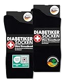 Diabetikersocken ohne Gummi & ohne Naht 97% Baumwolle (6 Paar) Diabetiker Socken mit Komfortbund für Damen & Herren 26807 WP (Schwarz 43-46)