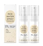 Hair Growth Serum Spray, 77% Rice Water for Hair Growth, Reiswasser-Haarwuchsspray, Haarpflege-Ölspray 60ml, Anti Haarausfall Serum Reiswasser Haarserum für Haarwachstum für Frauen & Männer (2PC)