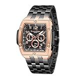 Swan & Edgar Ambassador Mechaquartz Chronograph Designer Luxusuhr für Herren mit Saphirglas Attraktive Tonneau-Form, 30 m wasserdicht, handmontiert, analoge Herrenuhr - 5 Jahre Garantie, Roségold