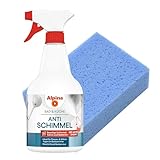 Alpina Bad & Küche Anti-Schimmel-Spray chlorhaltig inkl. gratis Fliesenschwamm – effektiver Schimmelentferner für Badezimmer & Küche - ideal für Fliesen, Fugen & Wände im Innenbereich 0,5L