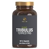 VITACTIV Tribulus Terrestris 1500 mg - 240 Kapseln - Tribulus Extrakt Hochdosiert, 90% Saponin - Zink für Testosteron Spiegel, plus L-Arginin, Maca, Ginseng, Vitamin B6 - Für Kraftsport, Vegan