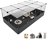Aystkniet Meerschweinchen Gehege, Freigehege mit oberer Abdeckung & Wasserdichtem Bodenfutter, 122CM x 60CM x 40CM Kleintiergehege für Hamster, Kaninchen, Schildkröte, Kätzchen Gerbil, Kleintierkäfig