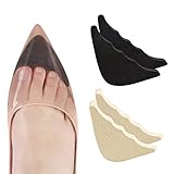 Androxeda 2 Paar Schuhfüller Schuhpads Zehen Einlegesohlen Vorfuß/Zehen Einlegesohlen Schmerzlinderung Polster für zu große Schuhe (Schwarz & Fleischfarbig)