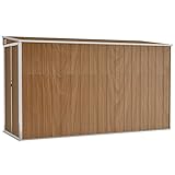 KOIECETA Anbauschuppen Wand Geräteschuppen Gartenhaus Gerätehaus Gartenschrank Gartenschuppen Fahrradhaus Schuppen Braun 118x288x178 cm Verzinkter Stahl