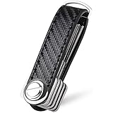 flintronic Key Organizer | Schlüsselanhänger Echtes Leder | Pocket Smart Key Holder mit Stilvoller,Funktionaler und Praktischer Geschenkbox (für 7-9 Mehrfachschlüssel)-Schwarz Kohlefaser