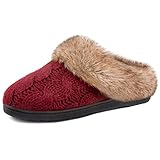 ULTRAIDEAS Damen Sweater Knit Slipper mit Memory Foam, merlot, 36/37 EU