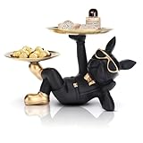 OKESYO Bulldogge Skulptur Deko, Französische Bulldogge Tablett Deko, Bulldogge Tablett Deko, Wohnzimmer Büro Moderne Hund Deko, Geschenk für Frauen Männer Mama