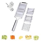 Mehrzweck Gemüsehobel, Edelstahl Gemüseschneider Manuell, Reibe für Gemüse mit Abnehmbarer Klinge, 4 In1 Multifunctional Vegetable Slicer Set für Schneiden, Hobeln & Zerkleinern