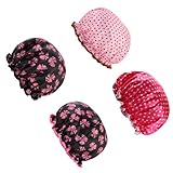 4PCS Duschhaube Damen, Duschhaube Damen, Duschhauben, Wasserfeste Badehaube mit Elastischem Bund, Geeignet für den täglichen Bad und Schönheits- und Reisebereich
