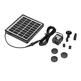 2 W Solar-Brunnenpumpe, schwarz, hocheffizienter Solar-Wasserbrunnen für Garten, Vogelbad, kleiner Teich, solarbetrieben mit starker Stabilität