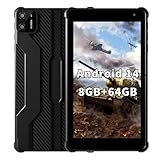 PRITOM 7 Zoll Android 14 Tablet PC mit 8GB RAM 64 GB ROM, 1024GB Expand, 8-Core, 5G WiFi, Dual Kamera, Bluetooth, 7' Tablet mit Schutzhülle